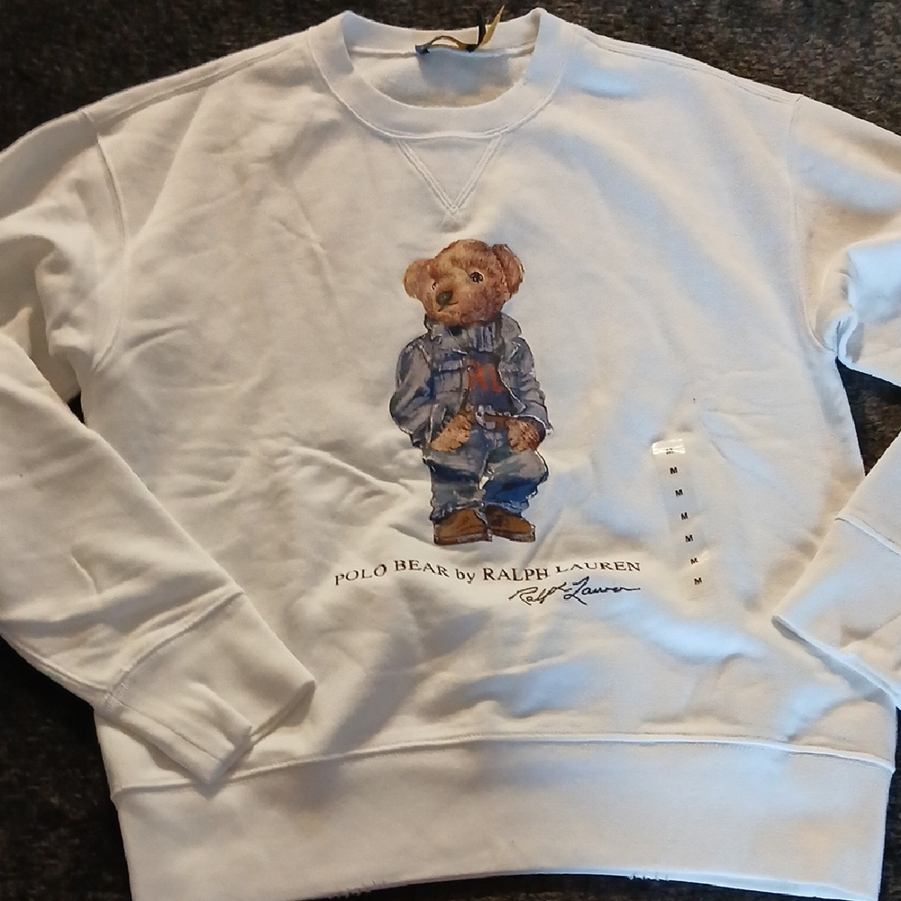 Polo by Ralph Lauren Cream Sweater with Bear Graphic